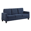 Mihi Sofa- Blue Chenille- 76 Inch- Black Tapered Wood Legs