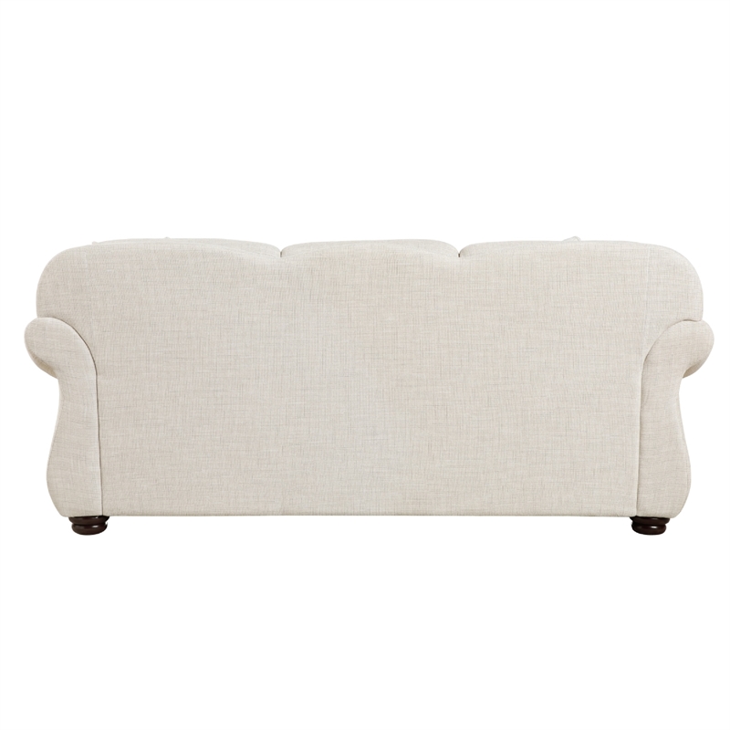 Boro Sofa with 4 Accent Pillows 85 Inch- Plush Beige Fabric