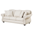 Boro Sofa with 4 Accent Pillows 85 Inch- Plush Beige Fabric