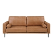 Coxi Sofa with 2 Bolster Pillows- Soft Brown Microfiber- 82 Inch