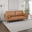 Coxi Sofa with 2 Bolster Pillows- Soft Brown Microfiber- 82 Inch
