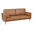 Coxi Sofa with 2 Bolster Pillows- Soft Brown Microfiber- 82 Inch