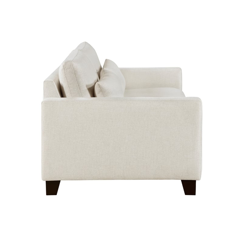 Bior Sofa- 2 Lumbar Pillows- Ivory Fabric- 89 Inch- Modern Design