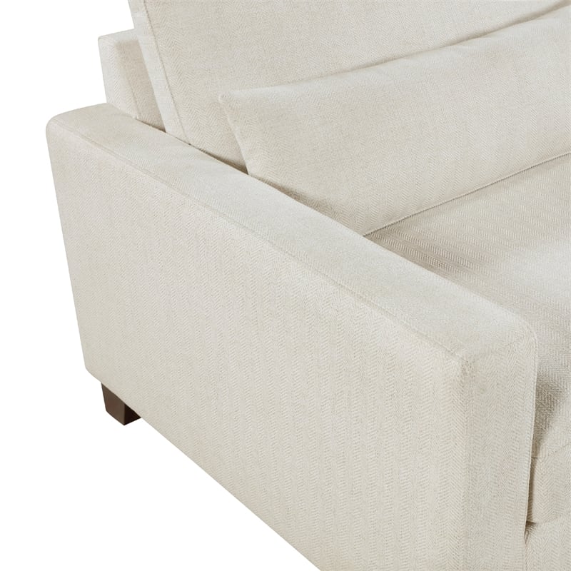 Bior Sofa- 2 Lumbar Pillows- Ivory Fabric- 89 Inch- Modern Design