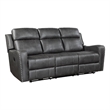 Gimo Power Recline Sofa- Dark Gray Microfiber- USB Ports- 82 Inch