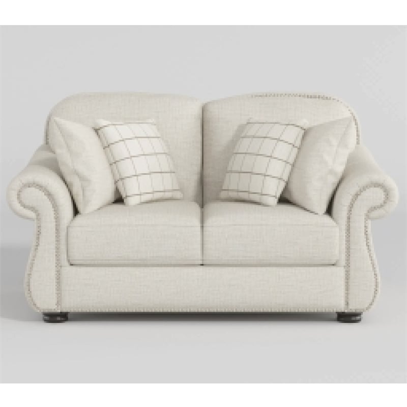 Boro Loveseat with 4 Accent Pillows- 64 Inch- Beige Fabric