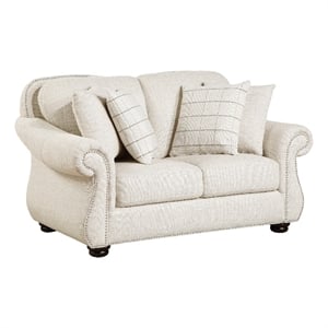 Boro Loveseat with 4 Accent Pillows- 64 Inch- Beige Fabric