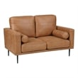 Coxi Loveseat with 2 Bolster Pillows- Soft Brown Microfiber- 58 Inch