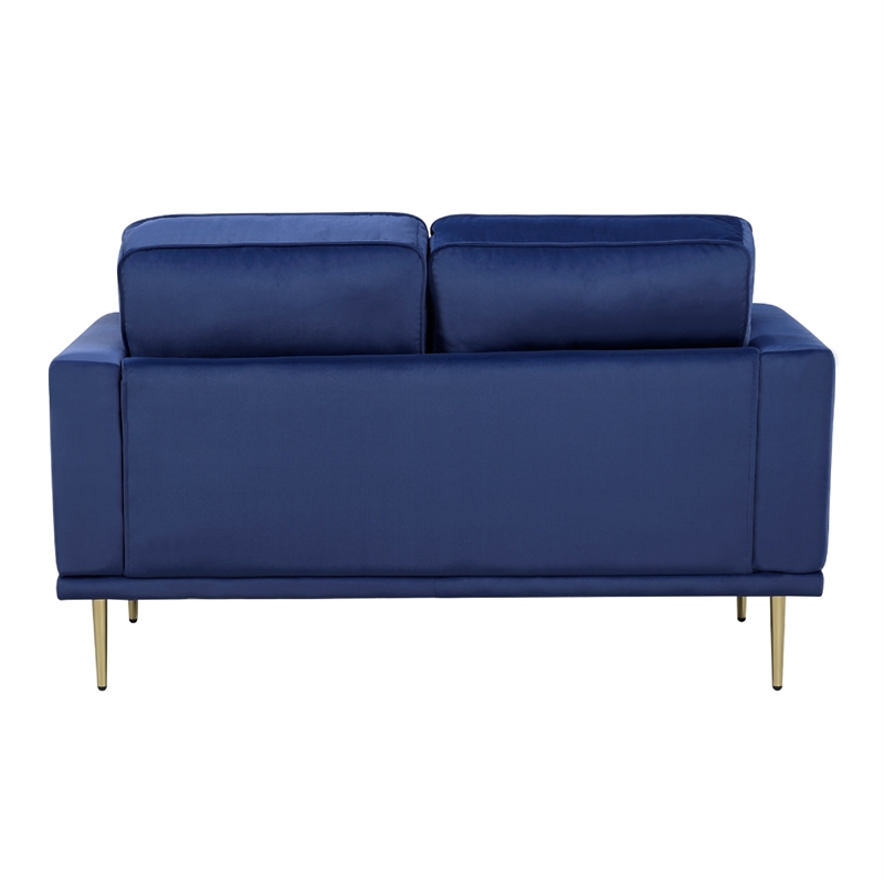 Voxo Loveseat with 2 Accent Pillows- Blue Velvet Padded Seat- 58 Inch