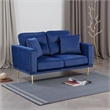 Voxo Loveseat with 2 Accent Pillows- Blue Velvet Padded Seat- 58 Inch
