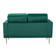 Voxo Loveseat- Green Velvet Padded Seat- Two Accent Pillows- 58 Inch