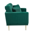 Voxo Loveseat- Green Velvet Padded Seat- Two Accent Pillows- 58 Inch