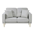 Voxo Loveseat- Gray Velvet Padded Seat- Two Accent Pillows- 58 Inch