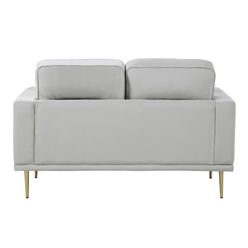 Voxo Loveseat- Gray Velvet Padded Seat- Two Accent Pillows- 58 Inch