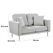 Voxo Loveseat- Gray Velvet Padded Seat- Two Accent Pillows- 58 Inch