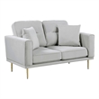Voxo Loveseat- Gray Velvet Padded Seat- Two Accent Pillows- 58 Inch