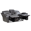 Jolo Manual Recline Loveseat- Center Console 73 Inch Gray Faux Leather