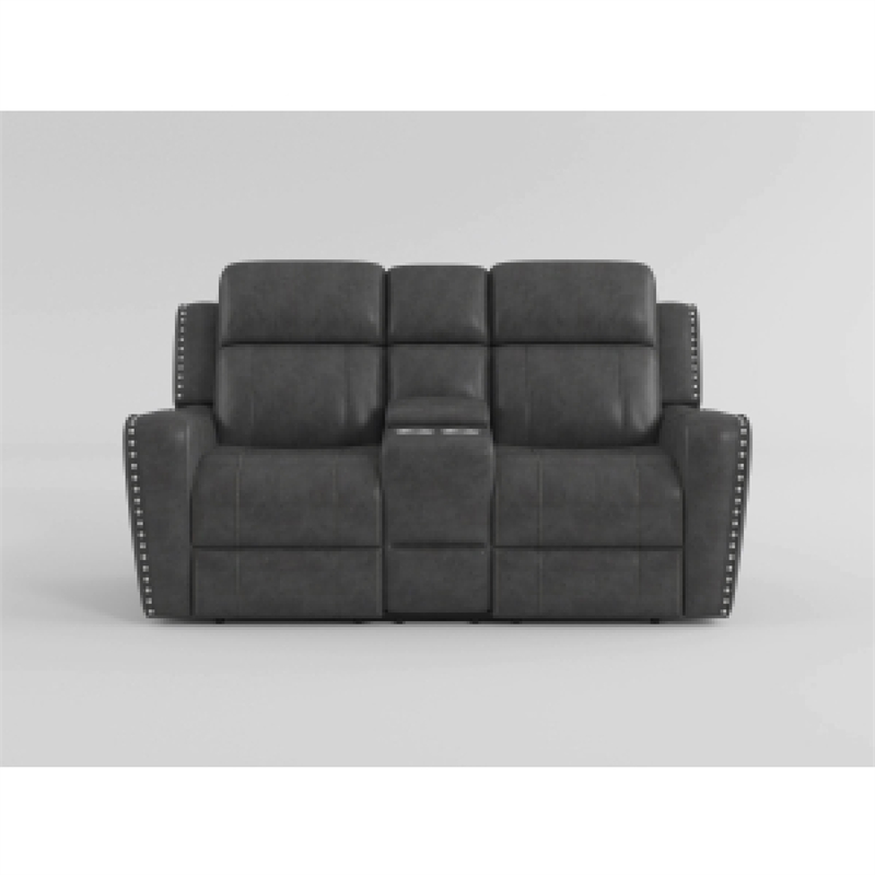 Gimo Dual Manual Recliner Loveseat- Dark Gray Microfiber- 72 Inch
