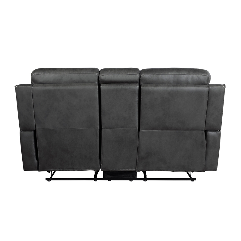 Gimo Dual Manual Recliner Loveseat- Dark Gray Microfiber- 72 Inch