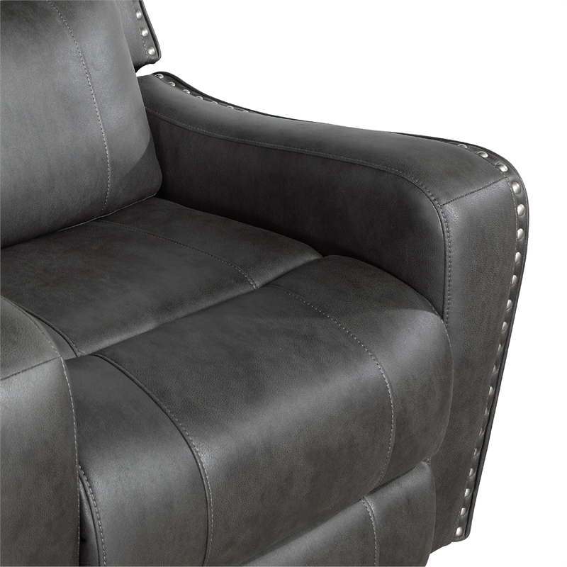 Gimo Dual Manual Recliner Loveseat- Dark Gray Microfiber- 72 Inch