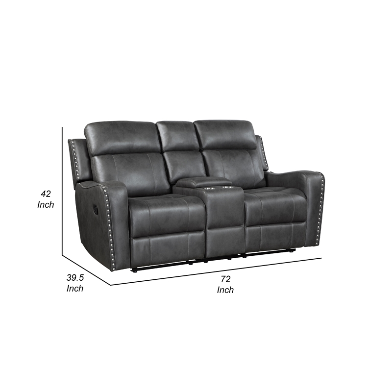 Gimo Dual Manual Recliner Loveseat- Dark Gray Microfiber- 72 Inch