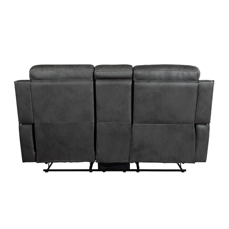 Gimo Dual Manual Recliner Loveseat- Dark Gray Microfiber- 72 Inch