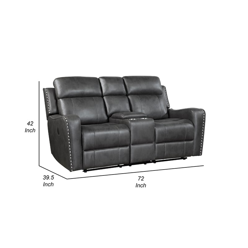 Gimo Dual Power Recliner Loveseat- Dark Gray Microfiber- 72 Inch