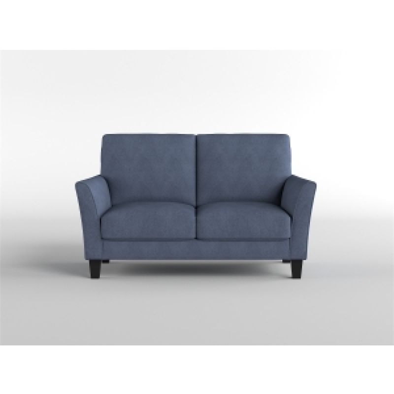 Xumo Loveseat- Blue Fabric- 56 Inch- Black Tapered Wood Legs