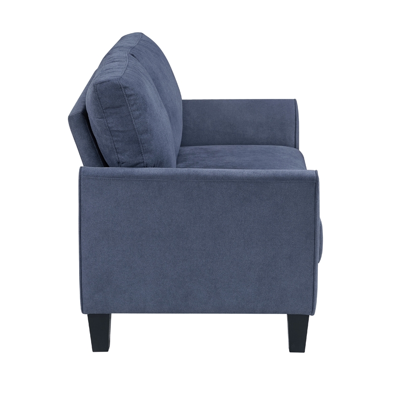 Xumo Loveseat- Blue Fabric- 56 Inch- Black Tapered Wood Legs