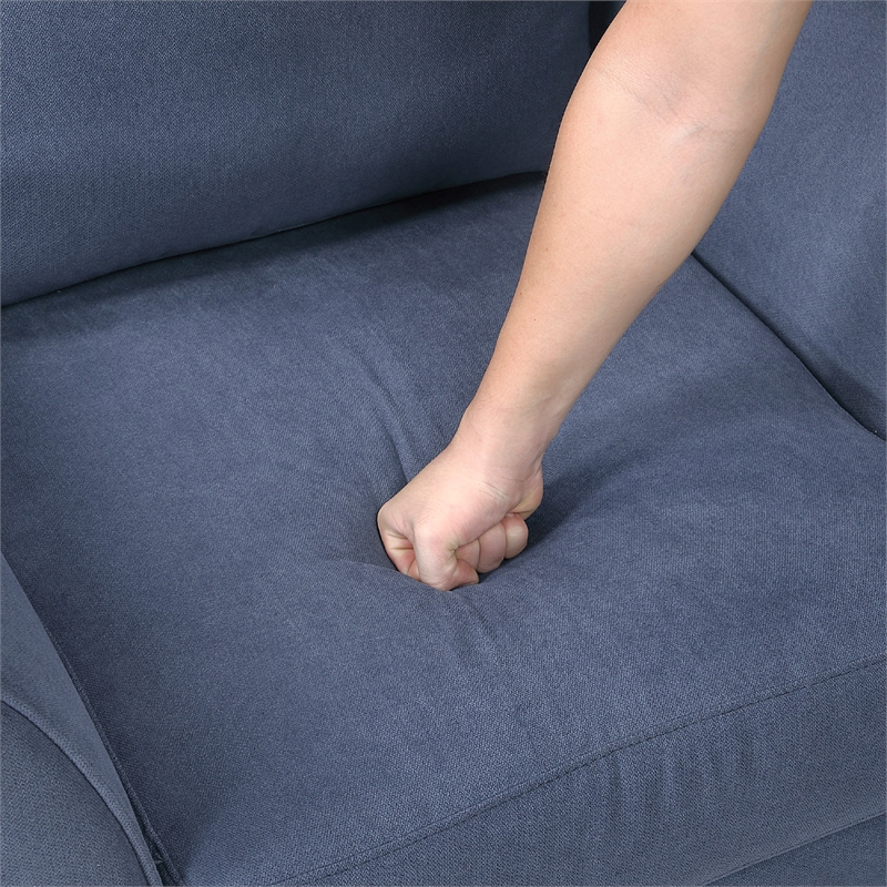 Xumo Loveseat- Blue Fabric- 56 Inch- Black Tapered Wood Legs