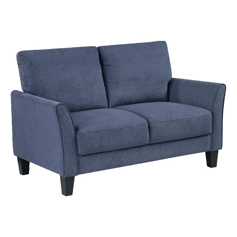 Xumo Loveseat- Blue Fabric- 56 Inch- Black Tapered Wood Legs
