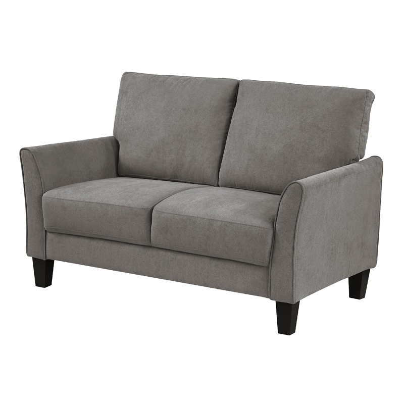 Xumo Loveseat- Taupe Gray Fabric- 56 Inch- Black Tapered Wood Legs