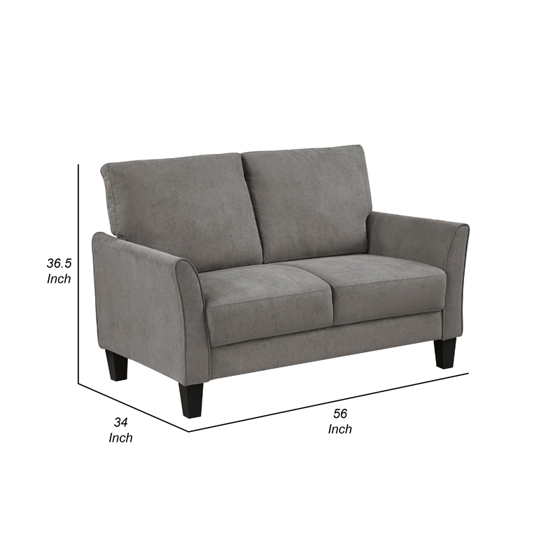 Xumo Loveseat- Taupe Gray Fabric- 56 Inch- Black Tapered Wood Legs