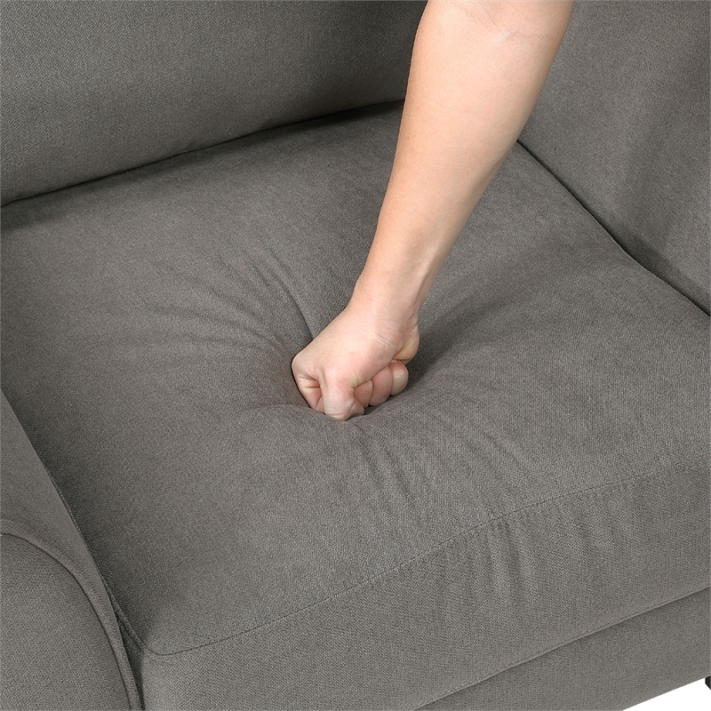 Xumo Loveseat- Taupe Gray Fabric- 56 Inch- Black Tapered Wood Legs