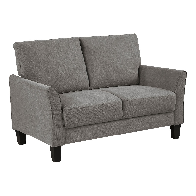 Xumo Loveseat- Taupe Gray Fabric- 56 Inch- Black Tapered Wood Legs