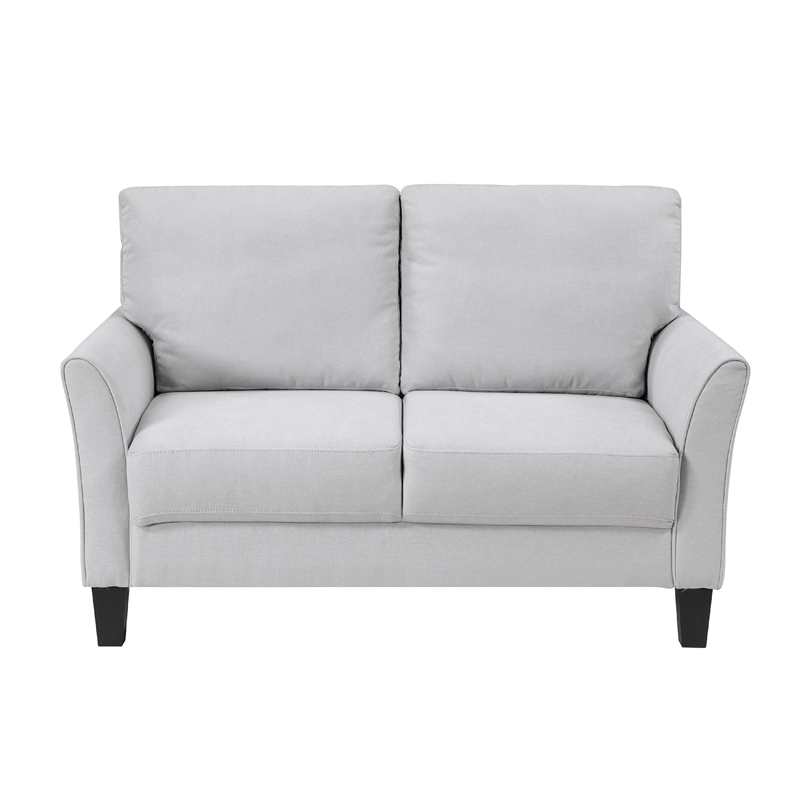 Xumo Loveseat- Light Gray Fabric- 56 Inch- Black Tapered Wood Legs