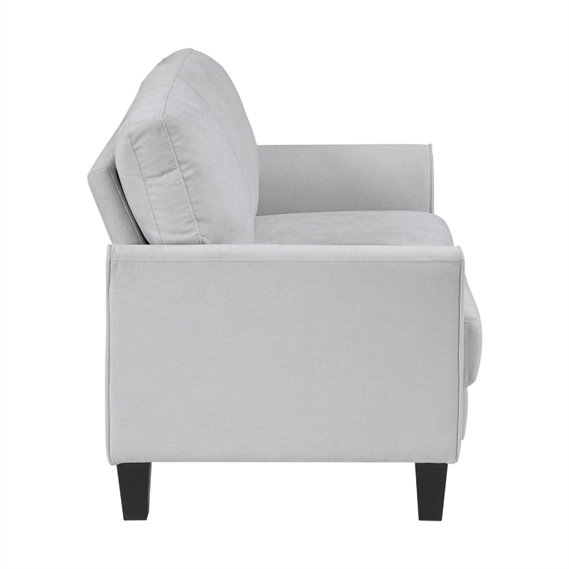 Xumo Loveseat- Light Gray Fabric- 56 Inch- Black Tapered Wood Legs