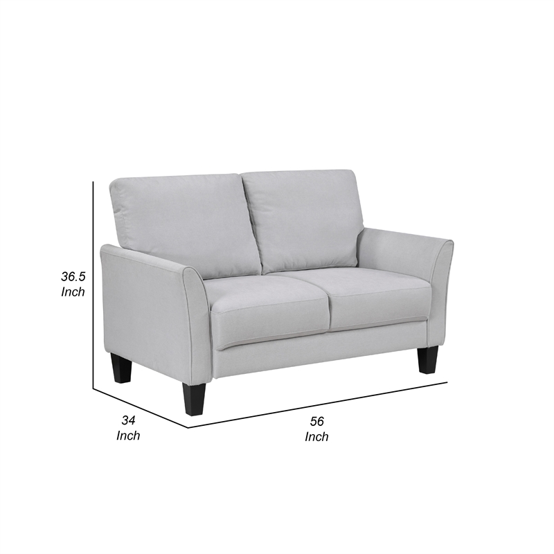 Xumo Loveseat- Light Gray Fabric- 56 Inch- Black Tapered Wood Legs