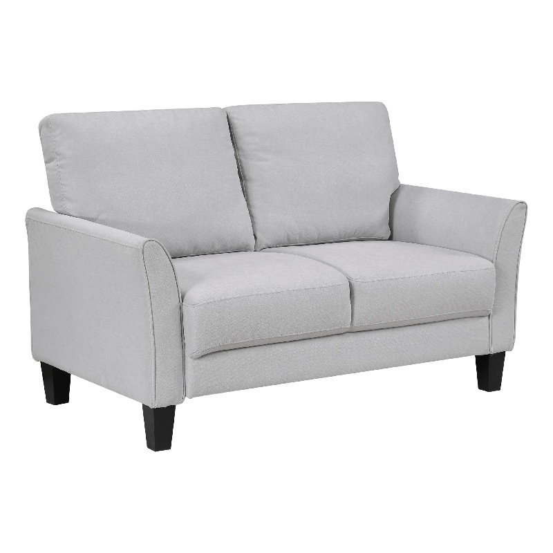 Xumo Loveseat- Light Gray Fabric- 56 Inch- Black Tapered Wood Legs