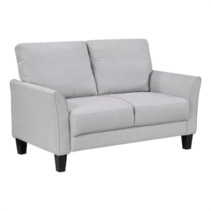 Xumo Loveseat- Light Gray Fabric- 56 Inch- Black Tapered Wood Legs