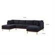 Hle 124 Inch Wide Sectional Sofa Double Chaise- U Shape- Black Sherpa- Wood