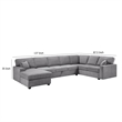 Sary 137 inch Sectional Sofa w Chaise- 2 Throw Pillows- Gray Chenille