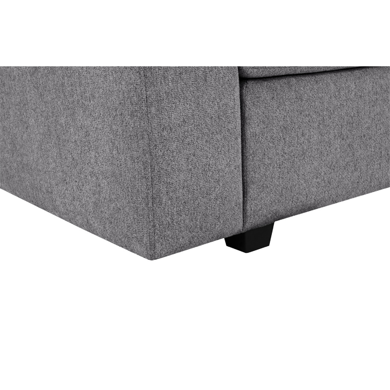 Sary 137 inch Sectional Sofa w Chaise- 2 Throw Pillows- Gray Chenille
