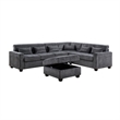 Reyna Sectional Sofa- Ottoman- Adjustable Back- Gray Chenille 115 Inch
