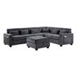 Reyna Sectional Sofa- Ottoman- Adjustable Back- Gray Chenille 115 Inch
