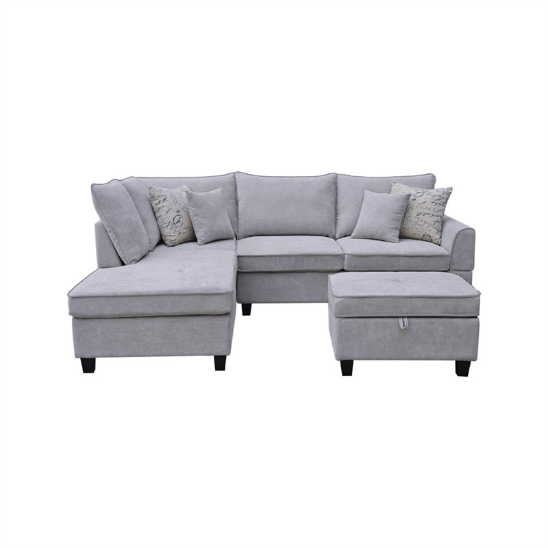 Nami Sleeper Sectional with Storage Chaise- Gray Flannel- 91 Inch
