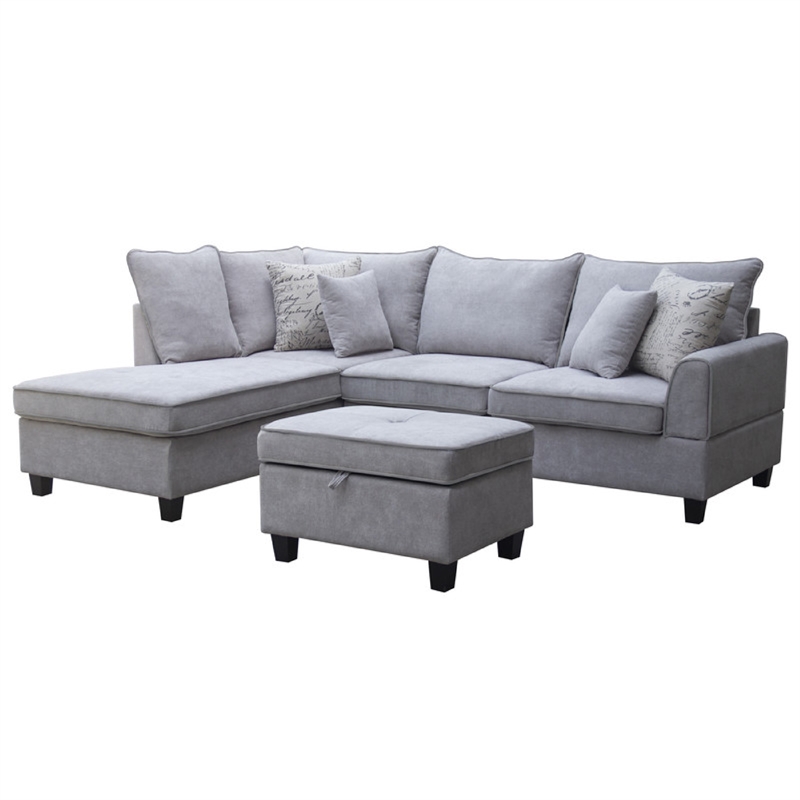 Nami Sleeper Sectional with Storage Chaise- Gray Flannel- 91 Inch