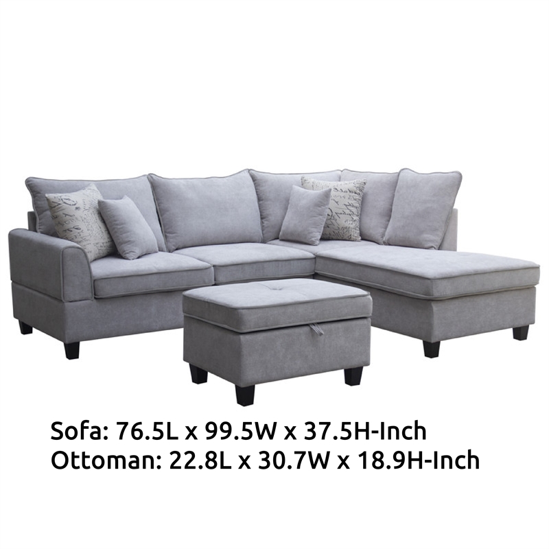 Nami Sleeper Sectional with Storage Chaise- Gray Flannel- 91 Inch