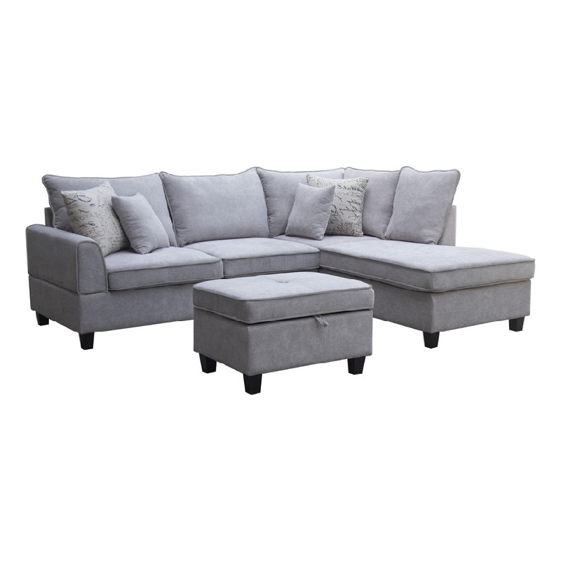 Nami Sleeper Sectional with Storage Chaise- Gray Flannel- 91 Inch