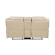 Millie 76 Inch Manual Dual Recliner Loveseat- Cupholder- Beige Faux Leather